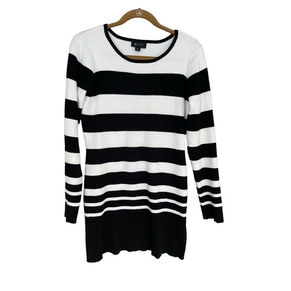 AB Studio Black And White Striped‎ Long Sleeve Sweater Size XL - Picture 1 of 5
